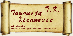 Tomanija Kićanović vizit kartica